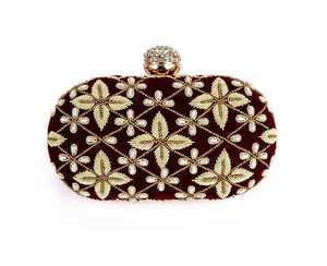 Pochette de mariage de haute qualité forme ovale avec cadre en laiton sac à main de luxe pour les fêtes broderie lourde en cristal - Product Image 1