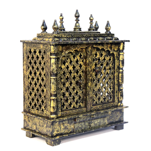 Gabinetes de cocina de diseño antiguo hechos a mano de madera maciza de tradición india tradicional hecho a mano Pooja Ghar Mandap Mandir para el hogar - Product Image 4