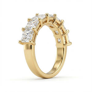 Bague de luxe SHREYA DIAM Classic Seven Stone Princess Cut en diamant de laboratoire, plaqué or 14 carats, pour femme, pour fiançailles - Product Image 4