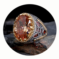 Bague de mariage turque vintage pour homme, luxe, argent sterling 925 avec pierre naturelle noire, bijoux en gros de Turquie