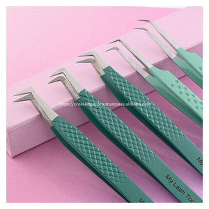 Ensemble de pinces à cils personnalisées professionnelles pince à épiler en micro-fibre avec pointe pointue Volume sans rouille Extension de cils - Product Image 1
