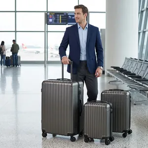 Juego de Maletas Expandibles Modernas de ABS Rígido Azul con Ruedas Giratorias, Cierre con Cremallera y Asa Telescópica para Viajes, Unisex - Product Image 6