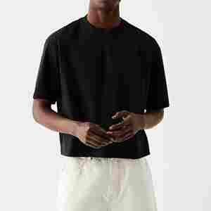 100% algodón Boxy Fit camiseta de gran tamaño hombres High Street Style Drop Shoulder alta calidad peso pesado 300g frente sin costuras - Product Image 6