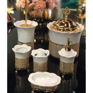 Juego de Accesorios de Baño Modernos de Latón y Porcelana de Lujo Árabe, Ecológicos, el Regalo Más Hermoso para Esposa, Decoración de Baño - Product Image 3
