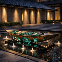 Décoration de bateau en métal et résine personnalisée JingYue, style zen moderne, ornement décoratif lumineux pour la maison et le jardin