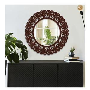 Espejo artístico de decoración de pared de lujo con flor decorativa para vivir Irregular minimalista personalizado - Product Image 1