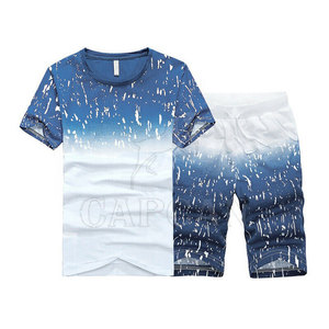 All-Match Ensemble de t-shirts et shorts décontractés pour hommes, vêtements de rue imprimés de couleur personnalisée avec col rond, vêtements d'hiver respirants - Product Image 6