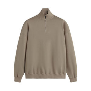 Custom Heavyweight 100% Cotton <b>Men's</b> Regular Fit Half <b>Zip</b> <b>Quarter</b> <b>Zip</b> Drop Shoulder Pullover Winter Plain <b>Fleece</b> Sweatshirt - Product Image 1