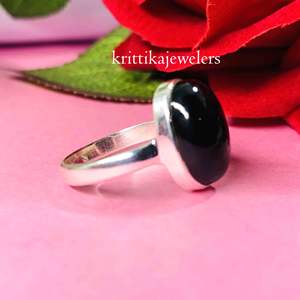 Usine directe en gros 925 argent Sterling Style classique déclaration anneau naturel noir Onyx lunette réglage ovale coupe pour les femmes - Product Image 4