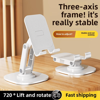 Support de téléphone portable universel pliable et réglable à double axe en métal, rotation à 360 degrés, pour bureau, vente en gros directe