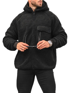 Sweat à capuche Sherpa Ninja masqué, chaud et épais, avec broderie duveteuse, demi-visage épais et fermeture éclair, à vendre - Product Image 2