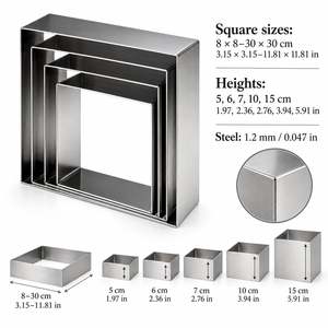 แหวนเค้กฟิดา สี่เหลี่ยม อาร์กอน 1.2 มม. สูง 15 ซม. สแตนเลส - Product Image 1