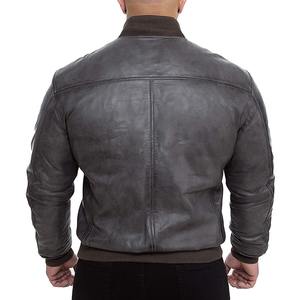 Chaqueta de bombardero de cuero genuino para hombre de alta calidad, manga larga, frontal Formal, invierno, motociclismo, colores personalizables, tamaños - Product Image 6
