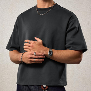 T-shirts amples et courts personnalisés effet vieilli, T-shirts vierges 100 % coton coupe oversize, T-shirts vintage pour hommes coupe carrée – Vente en gros - Product Image 3
