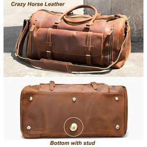100% Genuine Leather Luggage Duffle <b>Bags</b> Eco-Friendly Large Capacity Durable Sports Weekender <b>Overnight</b> Camping - Product Image 3