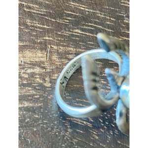 Navajo Handmade Kingman Turquoise Sterling <b>Silver</b> <b>Statement</b> <b>Ring</b> Size 5.25 - Product Image 6
