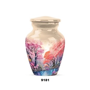 Urne de souvenir de crémation de fleurs de cerisier pour urne de cendres pour urne commémorative masculine adulte pour cendres avec sac en velours gratuit - Product Image 1