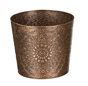 Maceta de metal de estilo moderno, maceta de forma redonda con acabado dorado para el hogar y la fábrica, hecha a mano en la India, hecha a mano - Product Image 6