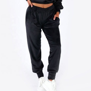 OEM New Arrival Ladies <b>Velour</b> Sweatsuit 2-Piece Jumper and Jogger Set Off-Shoulders Velvet Track Suit Eco-Friendly 2026 - Product Image 5