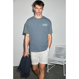 GRIMELANGE <b>NEON</b> Men's 100% Organic Cotton Round Neck Print Detail <b>T</b>-<b>Shirt</b> - Product Image 2