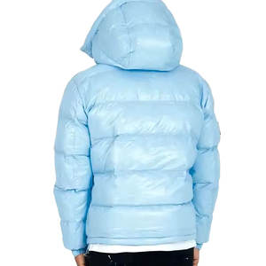 Veste matelassée à bulles en laine/polyester de haute qualité pour hommes avec col à capuche - Product Image 5