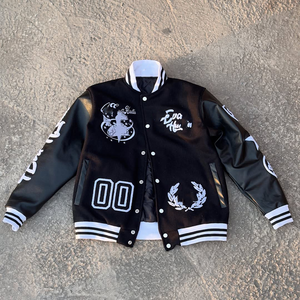 Veste universitaire en cuir pour hommes Streetwear Bomber d'hiver avec logo personnalisé broderie en chenille Patchwork de haute qualité Letterman pour hommes - Product Image 6