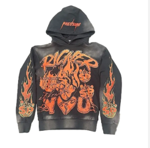 2024 Custom Vintage Washed Streetwear Acid Wash <b>Thermal</b> <b>Hoodie</b> for Men With Puff Printing Techniques - Product Image 3