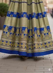 Sophisticated South Asian Couple Wearing Coordinating Royal Blue And Gold Traditional Festive Attire Featuring A Mens Brocade - Product Image 3