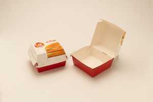 Cajas de concha de hamburguesa de papel Kraft reciclado de gama alta lisas personalizadas con impresión Offset y diseño portátil - Product Image 3