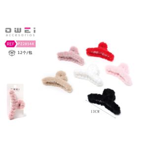 Pince à cheveux en peluche de couleur mélangée - Product Image 1