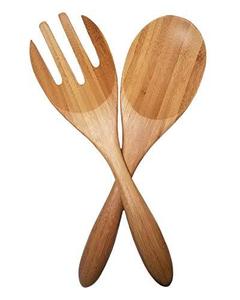 Juego de servidor de madera de Acacia desechable, juego de cubiertos para servidor de ensaladas únicas con 100% de madera de oliva, accesorios de cocina - Product Image 1