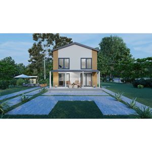 Moderna Villa de Dos Pisos con Estructura de Acero Ligero, con Porche Abierto y Diseño de Jardín - Product Image 1