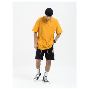 เสื้อยืดลำลองแขนสั้นสำหรับผู้ชายเสื้อแนวสตรีทผ้าคอตตอน100% สีฟ้าทรงหลวมออกแบบได้ตามที่ต้องการ - Product Image 3