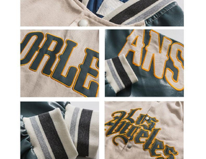 Chaqueta personalizable de invierno de talla grande 5XL para hombre, estilo universitario, Capucha ligera de cuero individual, parches de chenilla bordados a cuadros - Product Image 3