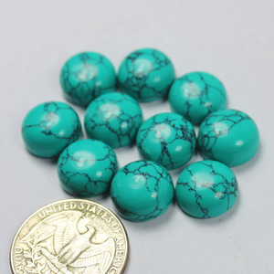 Piedra preciosa cabujón con parte posterior plana de forma redonda turquesa azul sintética para hacer joyas como anillos collar pulsera colgante - Product Image 4