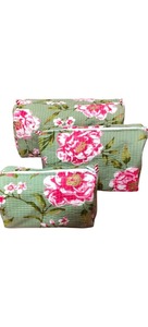 Rajasthani Cotton Green Floral Hand Block Print Vintage Style <b>Zipper</b> Closure Eco-Friendly Water Resistant Durable <b>Large</b> Case - Product Image 4