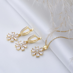 Blanco CZ piedra flor diseño plata venta al por mayor pendientes colgantes turco 925 plata esterlina joyería fina - Product Image 6