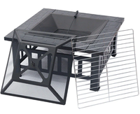 Brasero carré en métal pour extérieur, table de brasero à bois, grils de camping, barbecue portable, fournitures de jardin FP004