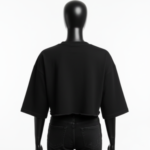 Camiseta corta para mujer, de algodón grueso, estilo urbano, corte holgado, con estampado de logotipo personalizado, camiseta corta de algodón para mujer - Product Image 2