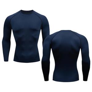 Ropa deportiva de compresión para hombre, camiseta con logotipo frontal, Color personalizado, elástico, de secado rápido, camisetas de entrenamiento para gimnasio Atlético 2024 - Product Image 4
