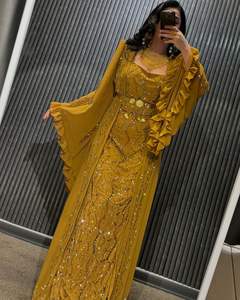 Vestido de Noche Kaftan Musulmán Tradicional Marroquí 2025, Satinado, Largo hasta el Suelo, Elegante, Estilo Fiesta, Estampado Floral, Hermoso y Natural - Product Image 2