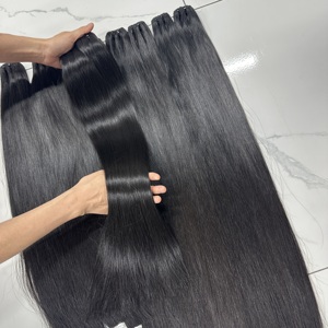 Glueless sợi ngang phần mở rộng tóc con người xương thẳng Việt Nam tóc màu sắc tự nhiên 1B - Product Image 3