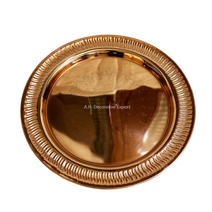 Plaque de présentation or rose décorative pour hôtels pour mariage et fête Plaque de présentation miroir de luxe en métal en vrac pour aliments - Product Image 2
