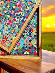 Platos Rectangulares Coloridos de Madera de Teca, Bandejas Decorativas para Desayuno, Mesa de Centro, Técnica de Grabado Ecológica, para Bodas - Product Image 4