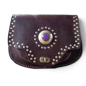Bolso Bandolera de Cuero Genuino Hecho a Mano Estilo Bohemio Marroquí para Mujer, con Decoración de Tachuelas, Cierre de Solapa, Antirrobo, Estilo Vintage - Product Image 1