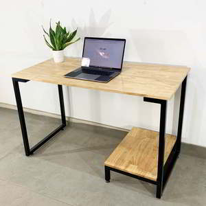Adjustable Home <b>Office</b> <b>Computer</b> Desk with Wooden Top and Metal Legs - Product Image 4