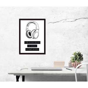 Impression d'art minimaliste - La vie est trop courte pour écouter de la mauvaise musique, un design de nature morte élégant - Product Image 1