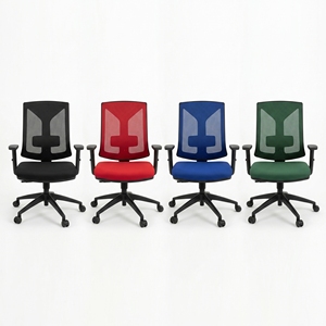 Chaise de bureau moderne en maille avec accoudoirs réglables, base pivotante, design ergonomique, dossier ouvert, style contemporain pour usage professionnel - Product Image 2
