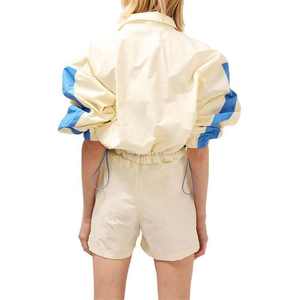 Ensemble coupe-vent zippé personnalisé pour femmes Survêtement Vêtements de sport à blocs de couleurs Ensemble court coupe-vent pour femmes - Product Image 4