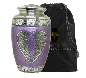โกศเผาศพสีม่วงรูปหัวใจสีเงิน |   งานฝีมือ ทนทาน ปรับแต่งได้ เป็นมิตรกับสิ่งแวดล้อม สไตล์คริสเตียน ยุโรป/อเมริกา 220 คิวบิก - Product Image 1
